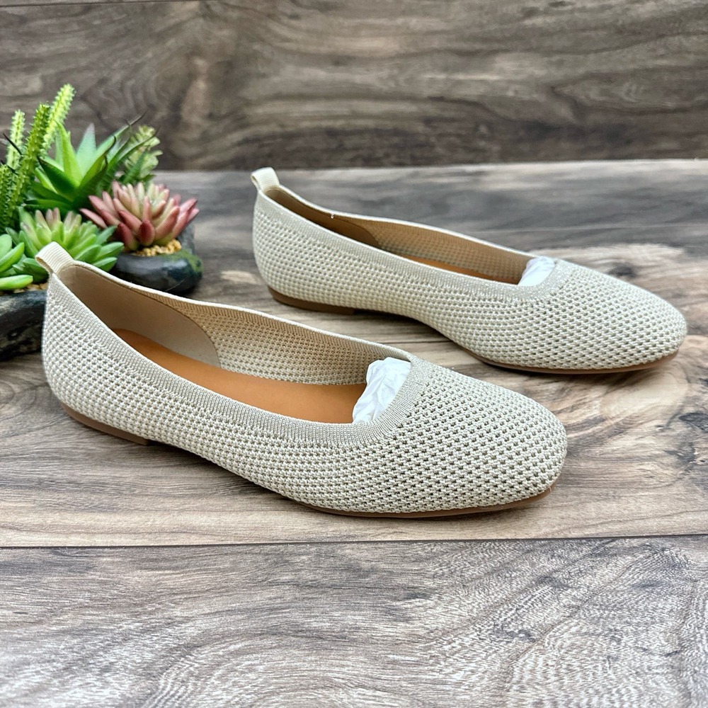 NEW Lucky Brand 9.5M Daneric Metallic Knit Washable Square Toe Ballet Flats - Picture 3 of 11